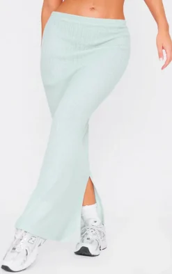 Sage Textured Rib Maxi Skirt