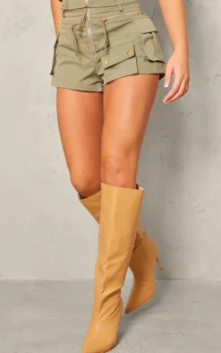 Sage Woven Cargo Zip Front Hot Pants