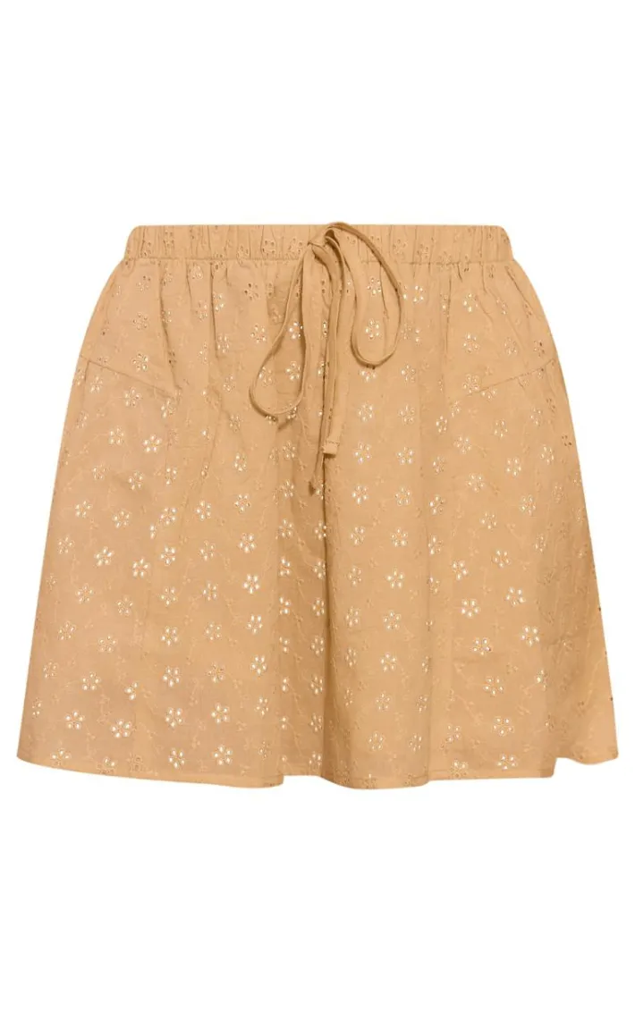 Sand Broderie Drawstring Floaty Mini Skirt