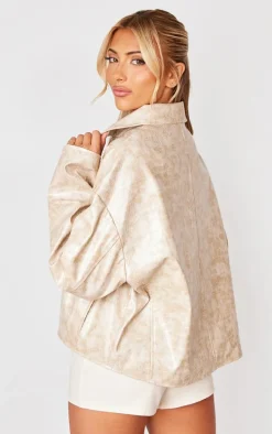 Sand Croc Oversized Faux Leather Jacket