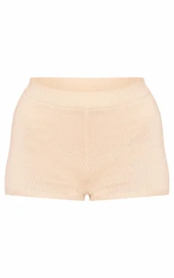 Sand Crochet Textured Knit Mini Shorts
