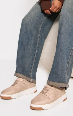 Sand Faux Suede Panel Chunky Lace Up Sneakers