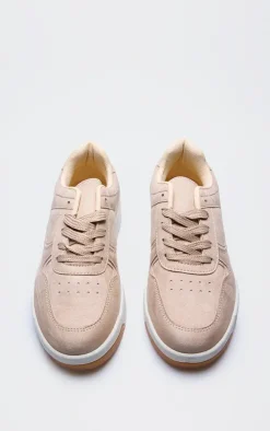Sand Faux Suede Panel Chunky Lace Up Sneakers