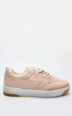 Sand Faux Suede Panel Chunky Lace Up Sneakers
