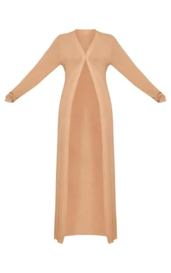 Sand Fine Knit Maxi Cardigan