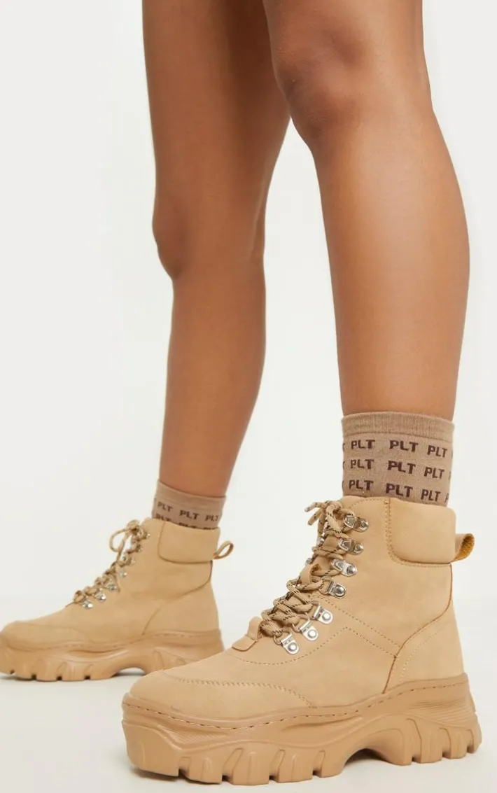 Sand Flatform Chunky Combat Boot Sneakers