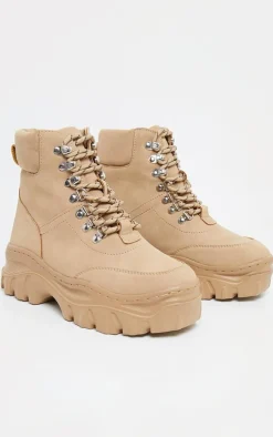 Sand Flatform Chunky Combat Boot Sneakers