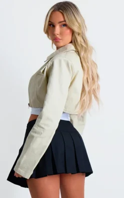 Sand Grain Detail Pocket Cropped Jacket