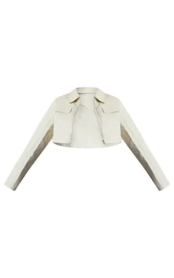 Sand Grain Detail Pocket Cropped Jacket