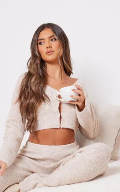 Sand Hook & Eye Tie Back Knitted Crop Sweater