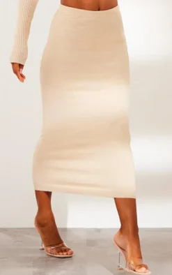 Sand Knitted Tube Midaxi Skirt