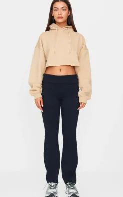Sand Oversized Fit Cropped Sweat Hoodie