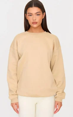 Sand Oversized Plain Fit Sweatshirt