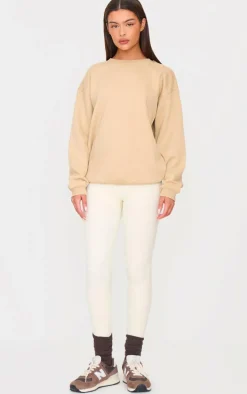 Sand Oversized Plain Fit Sweatshirt