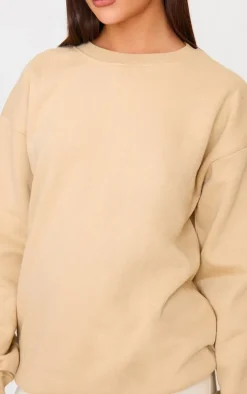 Sand Oversized Plain Fit Sweatshirt