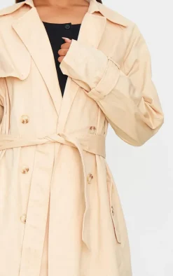 Sand Panel Detail Belted Trench Coat