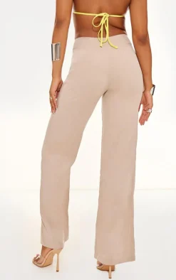 Sand Peach Skin Low Rise Lace Up Pants