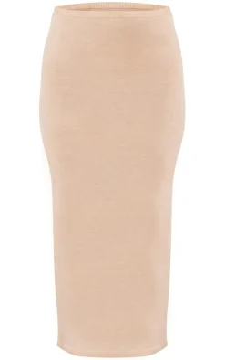 Sand Soft Knitted Split Midaxi Skirt