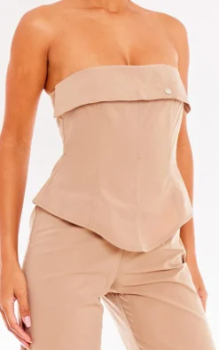 Sand Tailored Woven Overlay Bandeau Jumpsuit