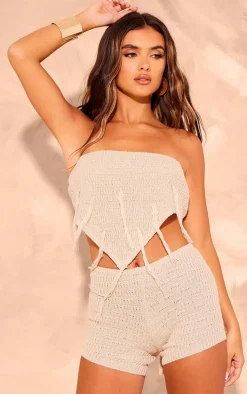 Sand Textured Crochet Mini Shorts
