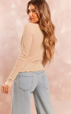 Sand Textured Sheer Extreme Open Tie Wrap Longline Top