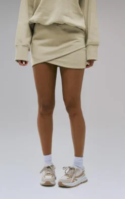 Sand Wrap Over Sweat Mini Skirt