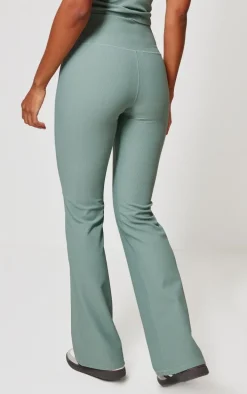 Sea Green Active Rib Cross Waist Yoga Pants