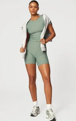 Sea Green Active Rib Gym Shorts