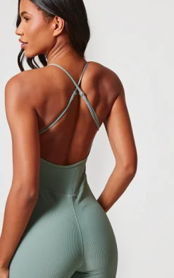 Sea Green Active Rib Long Gym Unitard