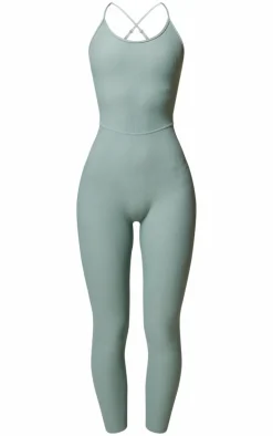 Sea Green Active Rib Long Gym Unitard