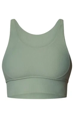 Sea Green Active Rib Strappy Back Sports Bra