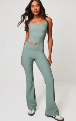 Sea Green Active Rib Strappy Vest Top