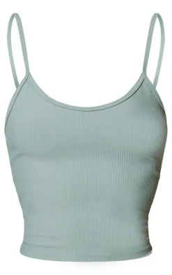 Sea Green Active Rib Strappy Vest Top