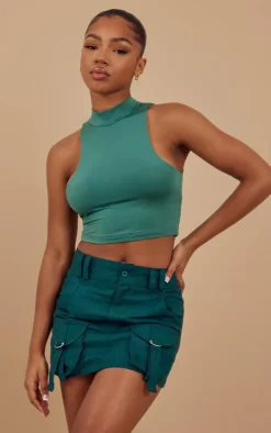 Sea Green Cargo Pocket Detail Micro Mini Skirt