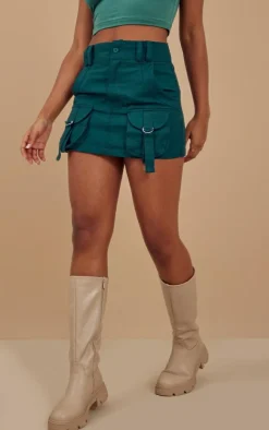 Sea Green Cargo Pocket Detail Micro Mini Skirt