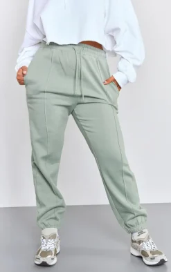 Sea Green Pintuck Drawstring Cuff Leg Sweatpants