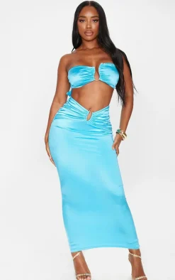 Shape Aqua Shine Cut Out Ring Detail Maxi Dress