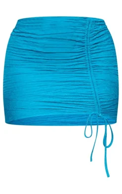 Shape Aqua Textured Ruched Side Bodycon Skirt