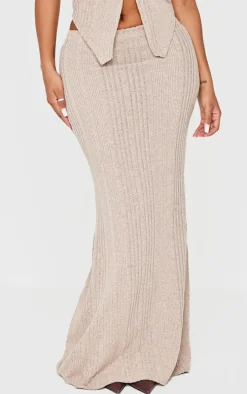 Shape Beige Brushed Rib Fishtail Maxi Skirt