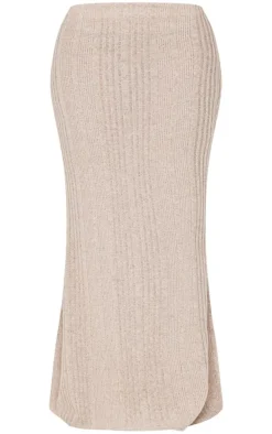 Shape Beige Brushed Rib Fishtail Maxi Skirt