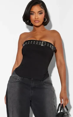 Shape Black Bengaline Buckle Detail Corset