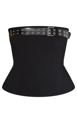Shape Black Bengaline Buckle Detail Corset