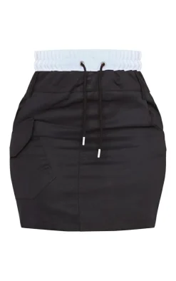 Shape Black Boxer Waistband Detail Mini Skirt