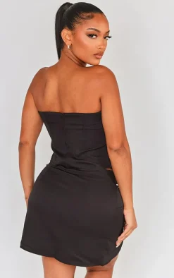 Shape Black Buckle Detail Woven Corset