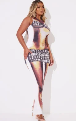 Shape Black Chunky Gem Bandeau And Skirt Body Print Racer Maxi Dress