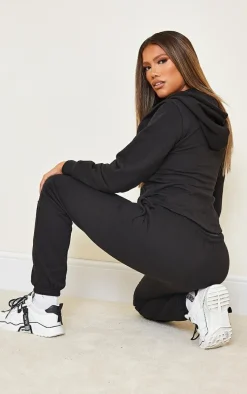 Shape Black Corset Detailed Zip Up Hoodie