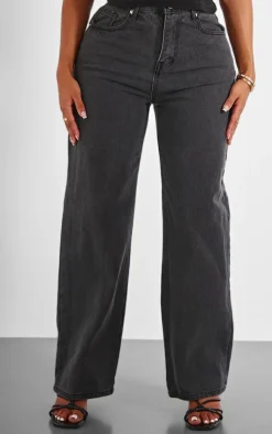 Shape Black Denim Unavailable Print Wide Leg Jeans