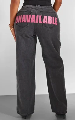 Shape Black Denim Unavailable Print Wide Leg Jeans