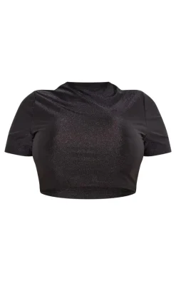 Shape Black Disco Sculpt Short Sleeve Crop Top