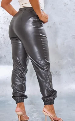 Shape Black Faux Leather Cuff Sweatpants